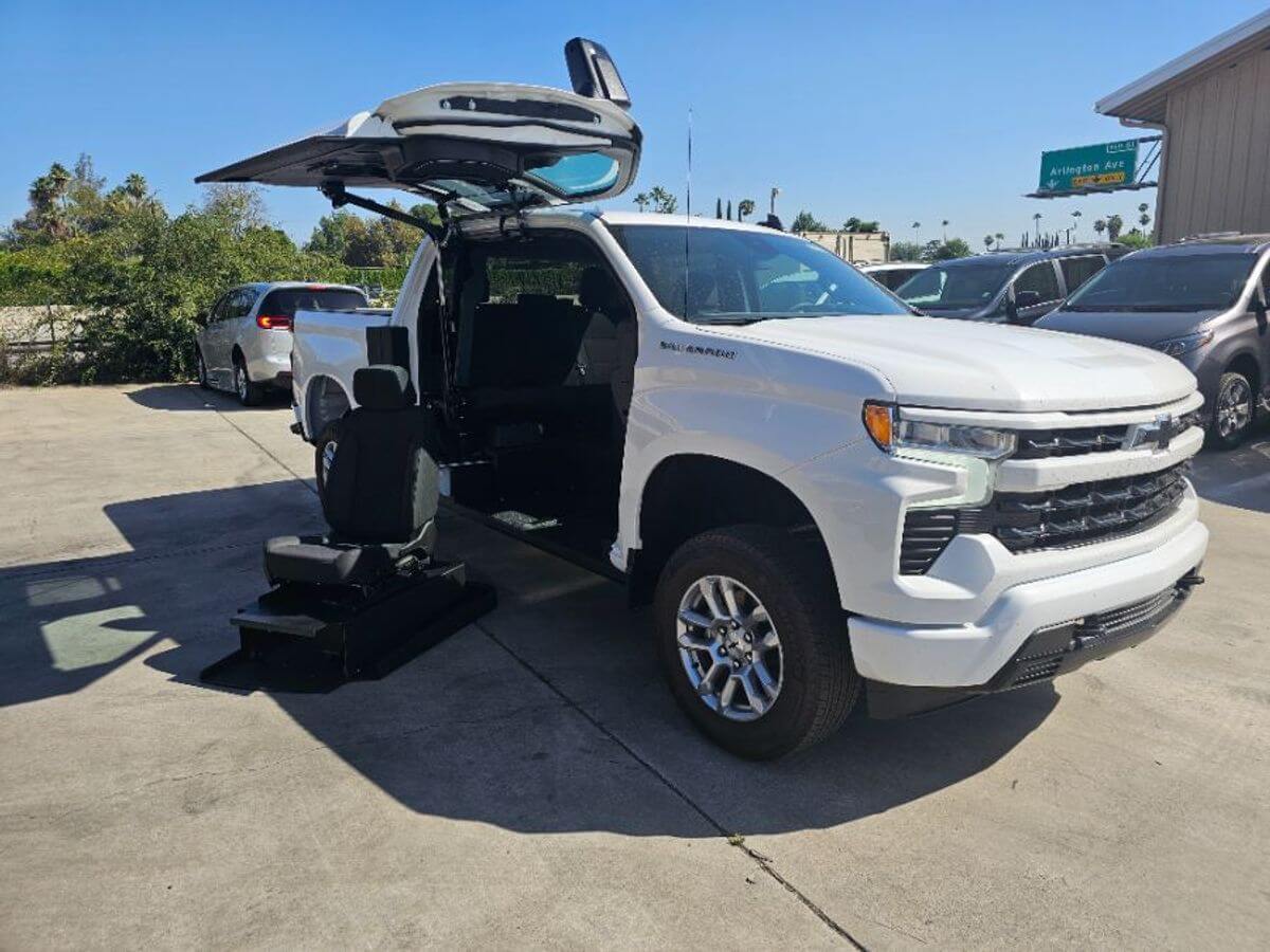 White Chevrolet Silverado 1500 with ATC Side Entry Automatic In Floor conversion